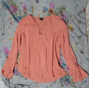 Lace Up Ruffled Sleeve Blouse